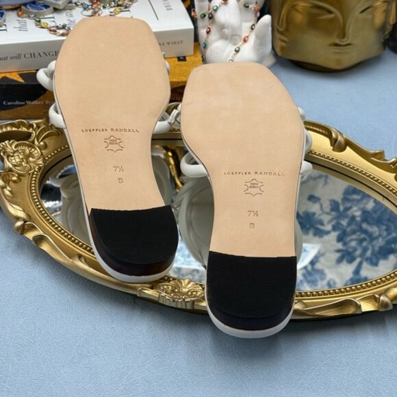 🆕 LOEFFLER RANDALL 🧿 NWOB Hadley Leather Bow Flat Sandals, White - Sz 7.5 B - Picture 10 of 11